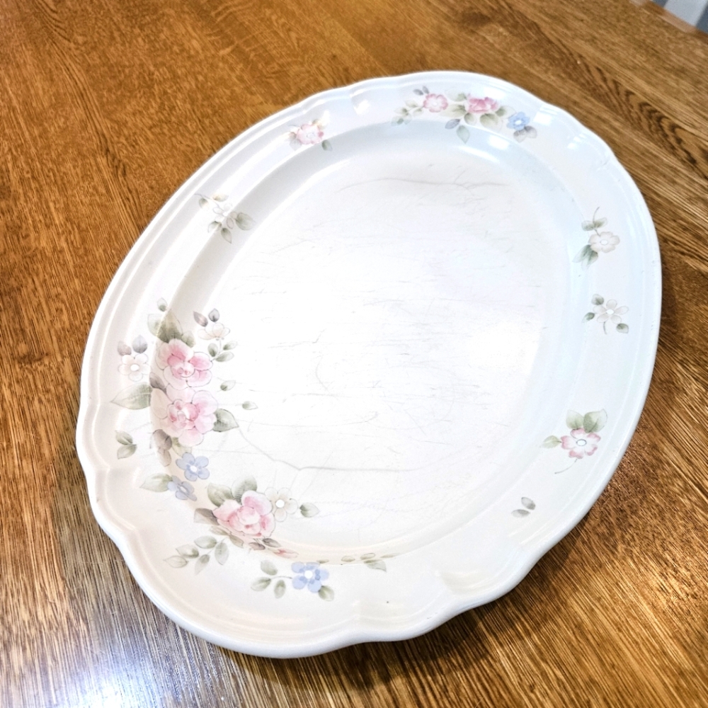 Floral Oval Serving Platter, Pfaltzgraff